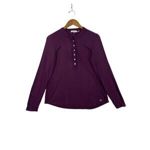 Calvin Klein Women's Burgundy Long Sleeve Henley Neck long sleeve shirt SZ/S